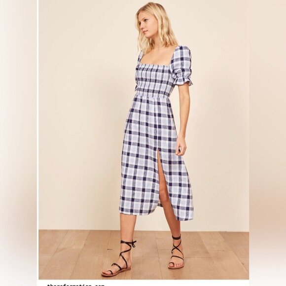reformation marabella linen midi dress REFORMATION REFRESH